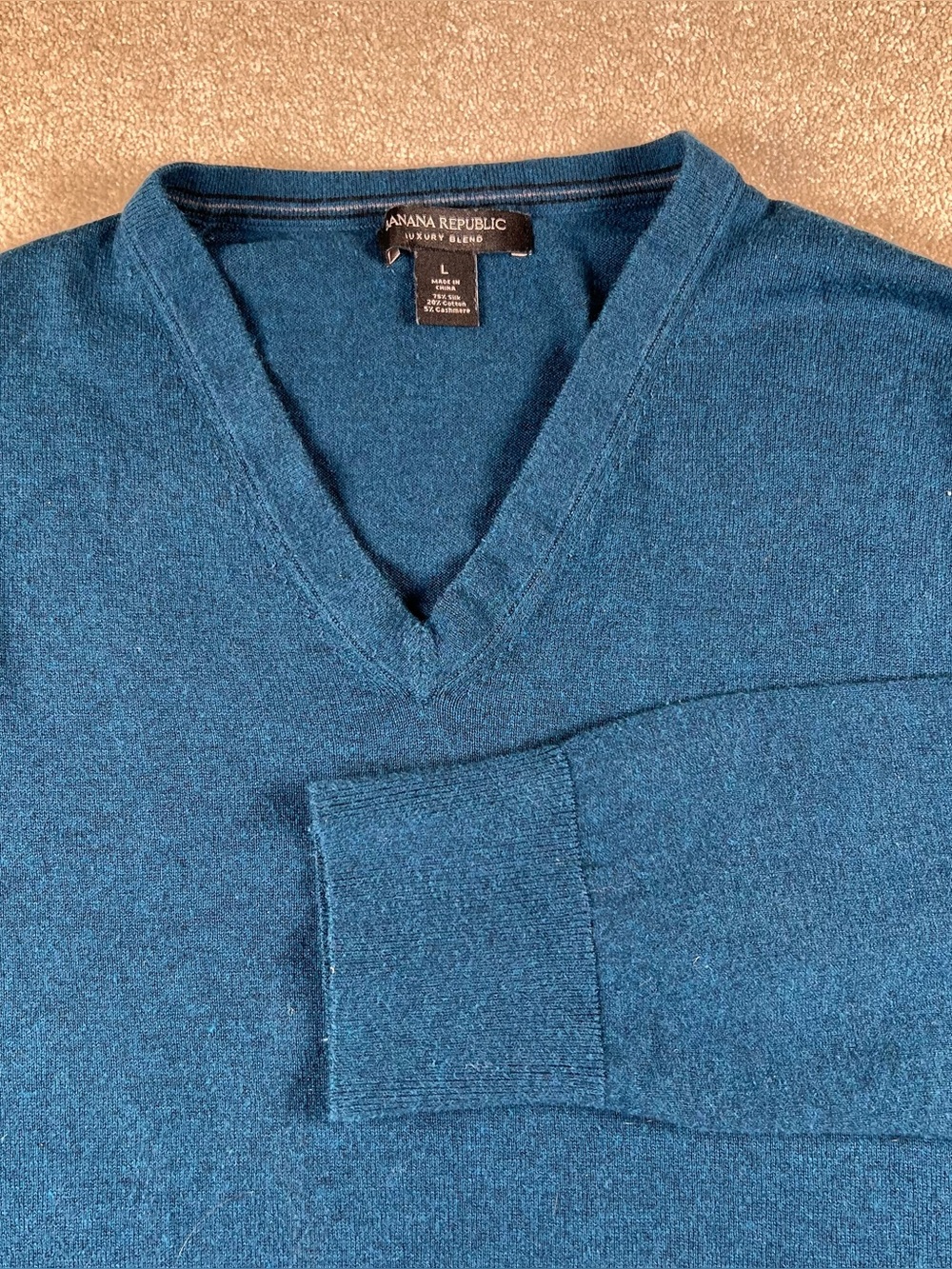 Banana Republic Sweater V Neck Silk Cotton Cashmere Blend Lightweight Luxury Lg